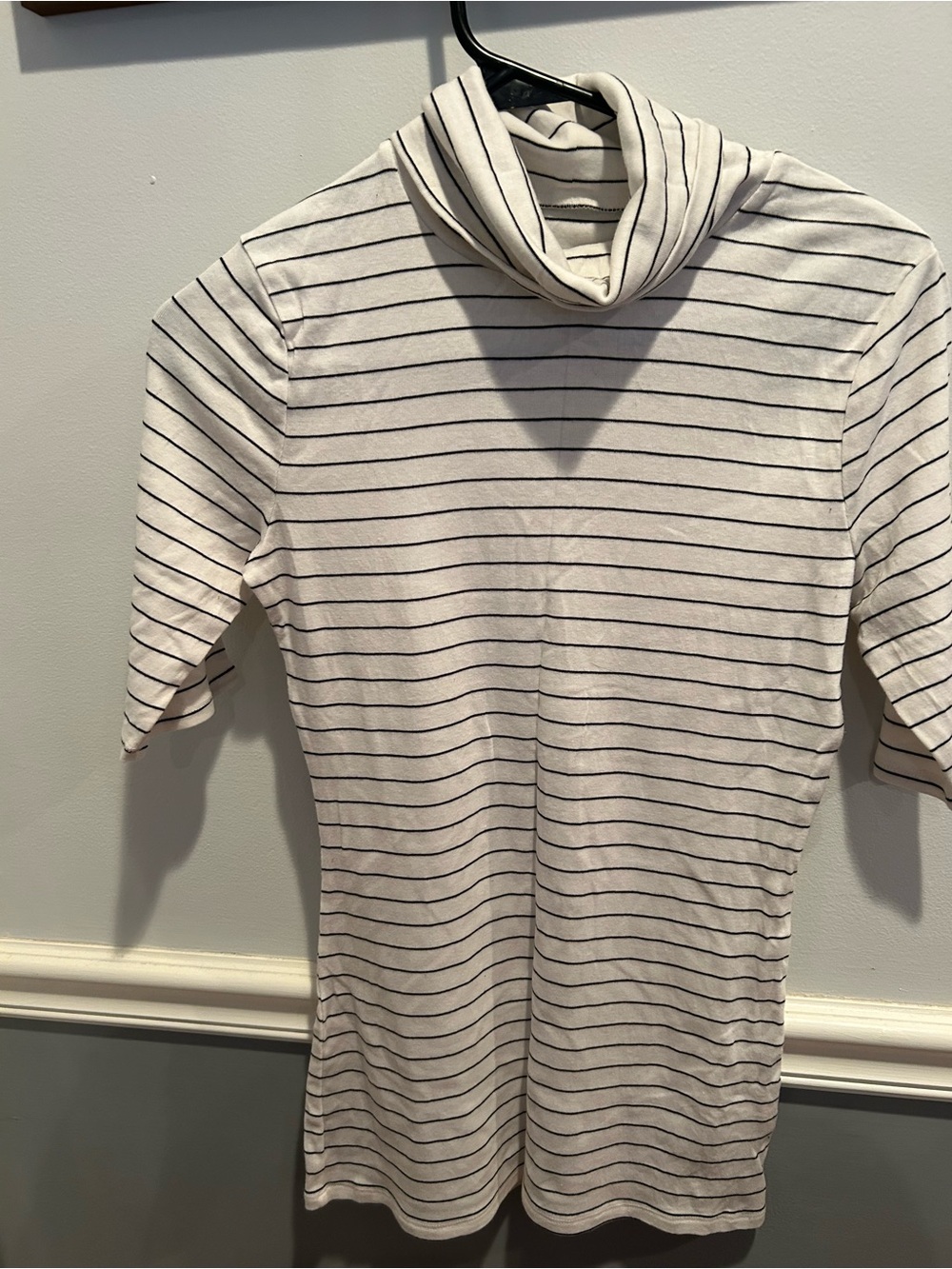a new day Cream and Black Striped Turtleneck Long Sleeve Tee